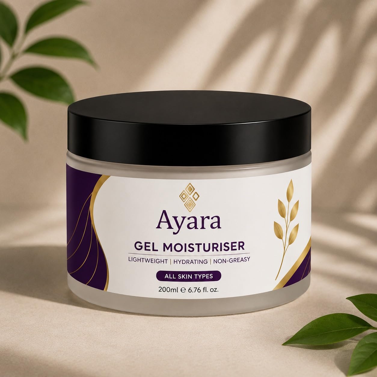 Ayara Gel Moisturiser | Lightweight Daily Face Moisturiser | All Skin Types | 200 ml